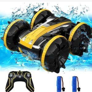 All Terrain Water and Land Racing Yellow and Black Remote Control Amphibious Car